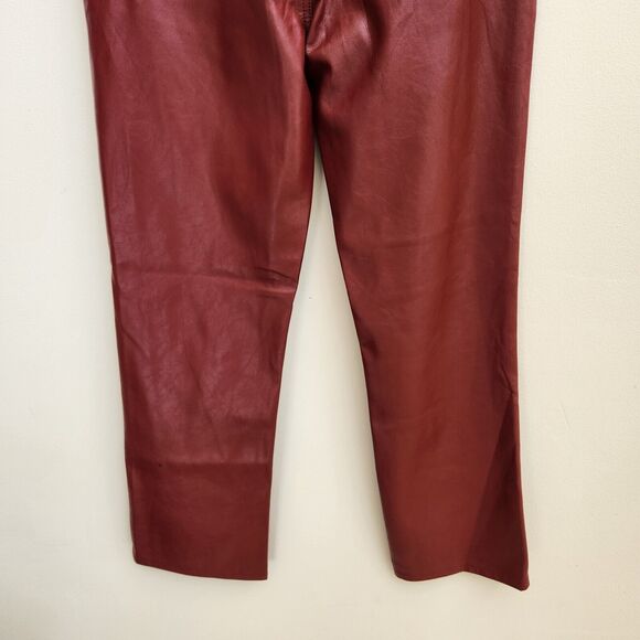 Pistola Pants Womens 26 Dark Red Vegan Leather Straight Crop Holiday Edgy Grunge - Picture 7 of 16